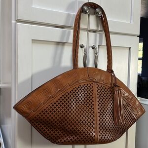 Patricia Nash Brown Leather semi Luna tote bag